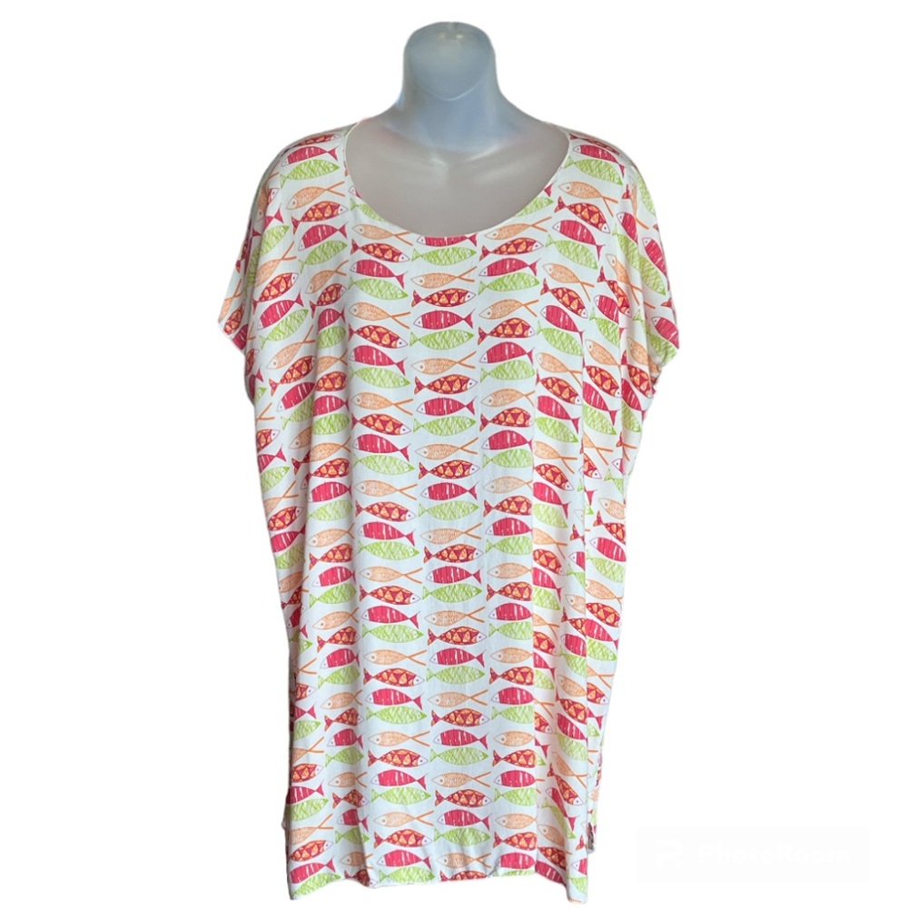 Tybee Island Women’s Tropical Colors Fish Print Norah Swim Cover size XL